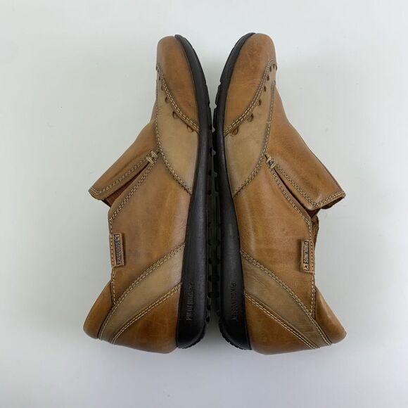 Pikolinos Leather Slip On Shoe Brown Tan Flat Round Toe Gore Womens 37 US 6.5 - Picture 11 of 13